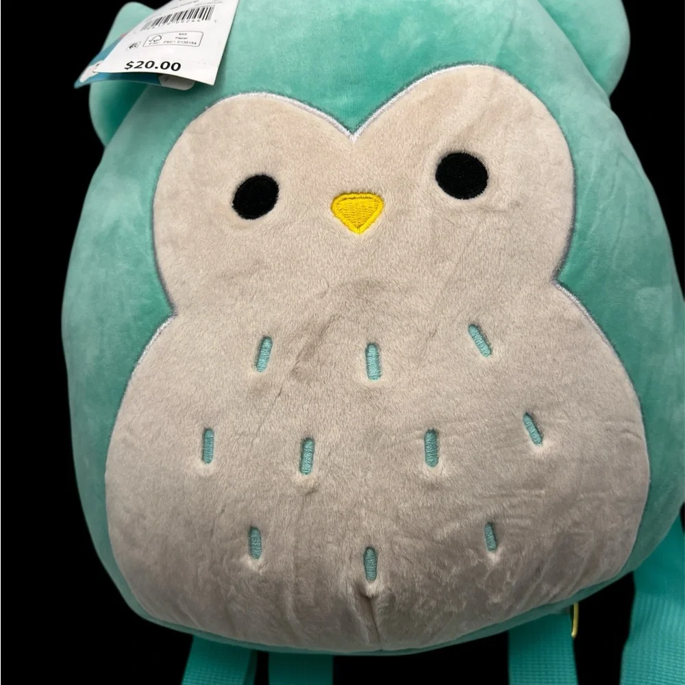 Squishmallows Teal & Cream Owl Kids Backpack – Adorable School or Travel Bag
